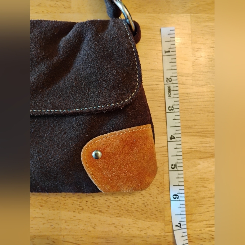 Vintage Y2K Genuine Leather Brown, Tan and Red Shoulder Bag - Picture 14 of 16